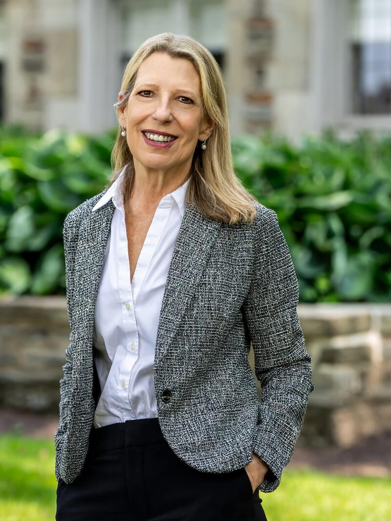 SJu President Cheryl Ann McConnell Standing Outside Regis FY'25