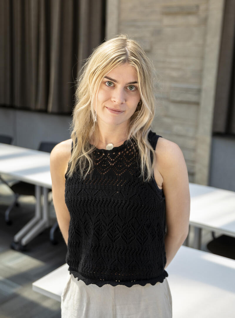 A woman with blonde hair